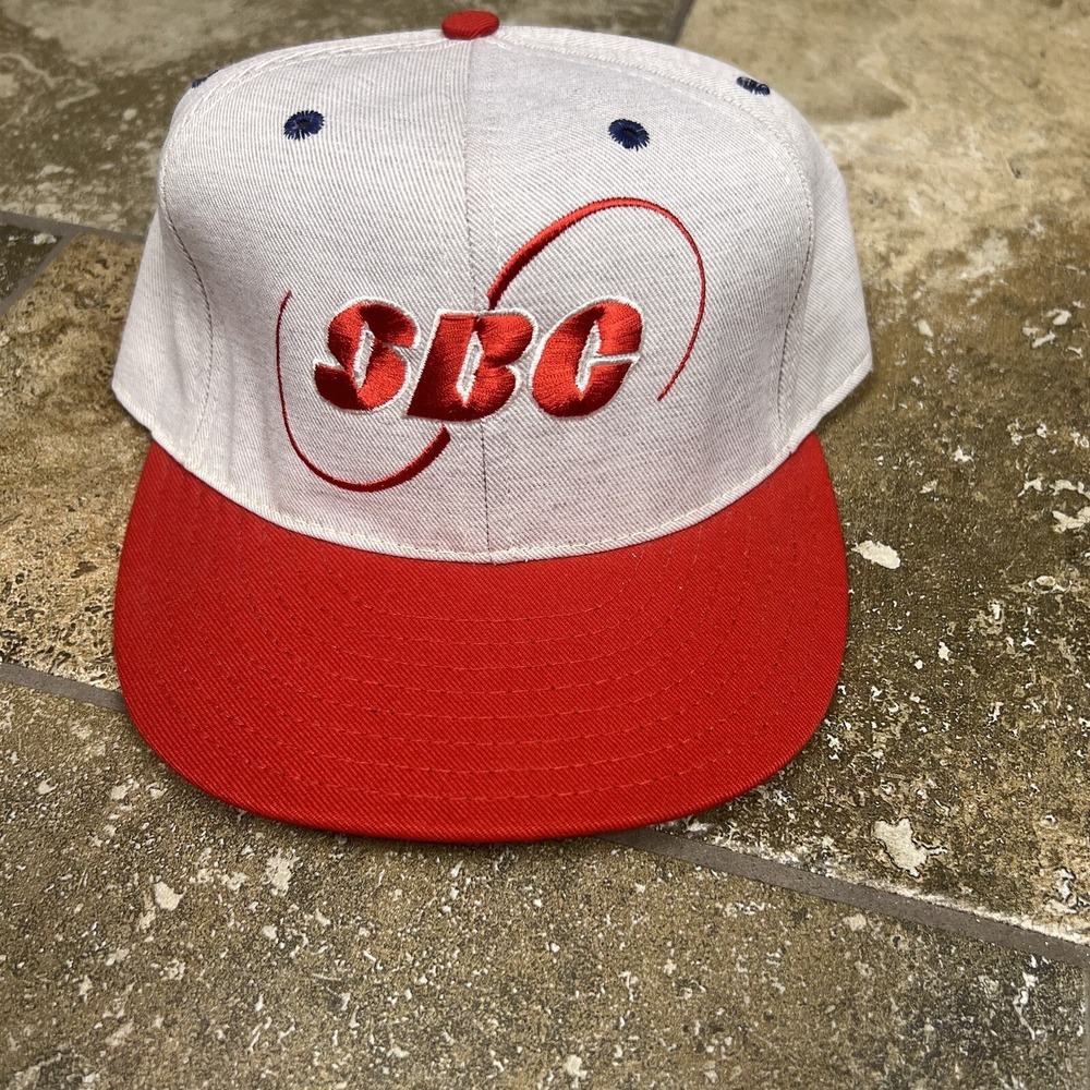 VINTAGE 90s Pro Line SBC AT&T Promo Snap Back Trucker Hat Gray Red Embroidered